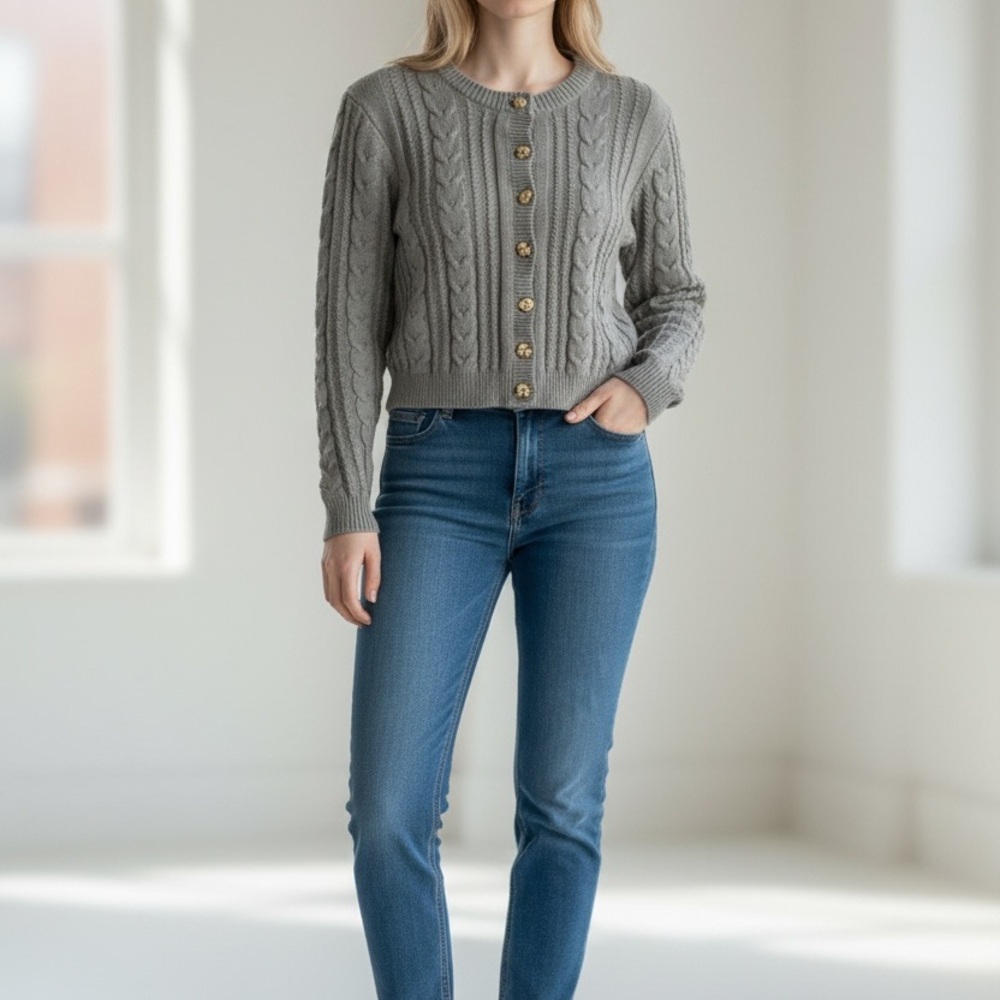 Wild Fable Green Cable Knit Cardigan